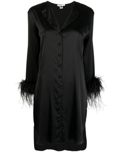 Gilda & Pearl Robe-chemise Camille bordée de plumes - Noir