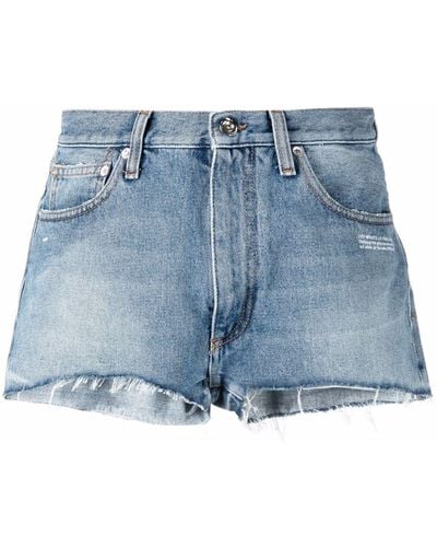 Off-White c/o Virgil Abloh Short en jean à bords francs - Bleu