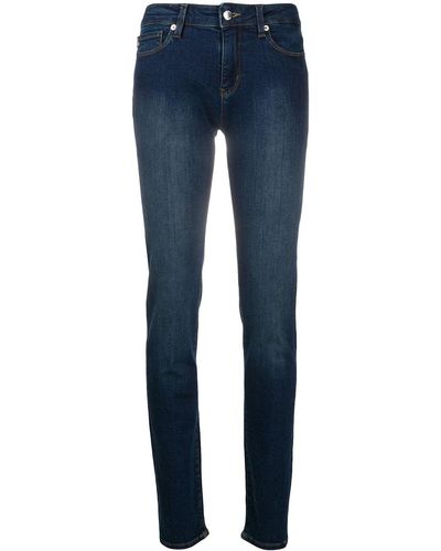Love Moschino Rhinestone-embellished slim-fit jeans - Blau