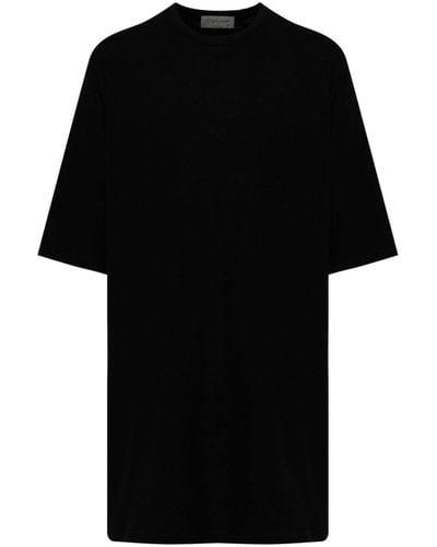 Yohji Yamamoto T-shirt Met Ronde Hals Van Vlasblend - Zwart