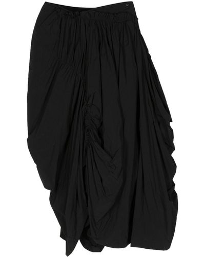 Yohji Yamamoto Asymmetric Draped Midi Skirt - ブラック