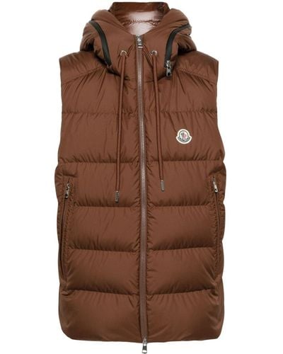 Moncler Cardamine Hooded Puffer Gilet - Brown