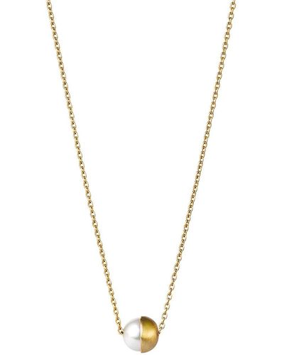 Shihara '90°' Halskette mit halber Perle - Mettallic