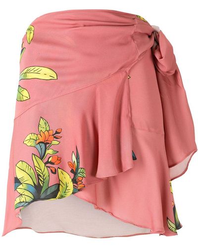 Amir Slama Panelled Print Wrap Skirt - Pink