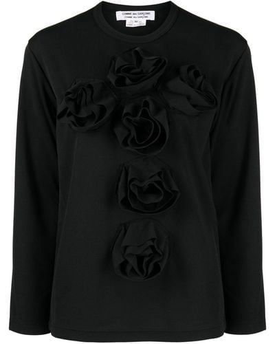 Comme des Garçons Floral-appliqué Piqué Sweatshirt - Black