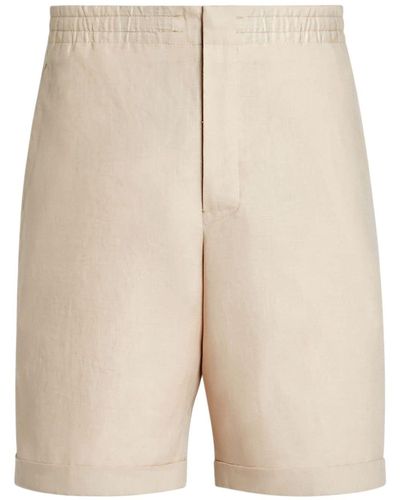 Zegna Elasticated-waist Linen Shorts - Natural