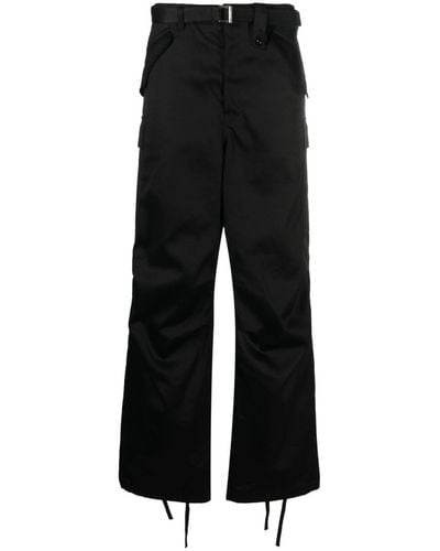 Sacai Straight-leg Cargo-pocket Trousers - Black