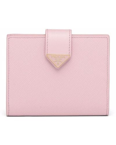 Prada Pink Saffiano Leather Flap Business Card Holder - ShopStyle