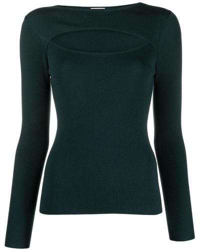 Allude Cut-out Slash-neck Top - Green