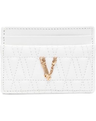 Versace Logo-plaque Leather Card-holder - White