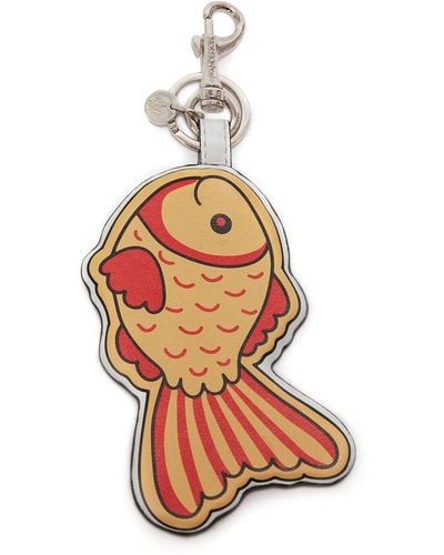 JW Anderson Gold Fish Leather Keyring - White