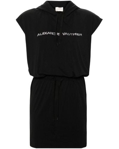 Alexandre Vauthier Rhinestones-logo Jersey Dress - Black