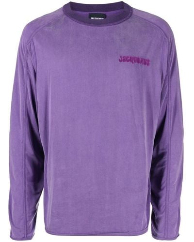 Jacquemus Jao Logo-embroidered Long-sleeve T-shirt - Purple