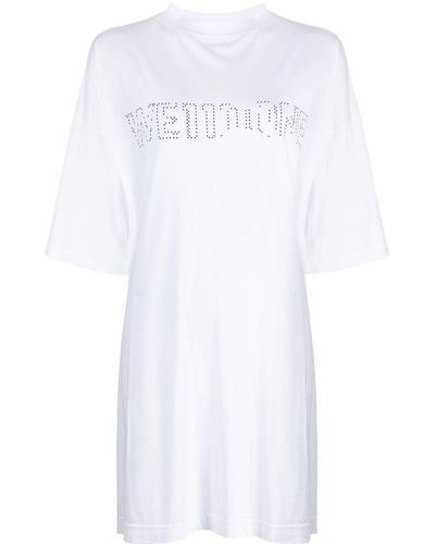 we11done T-shirt à logo strassé - Blanc