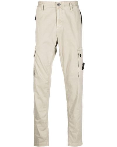Stone Island Cargo Pants In Stretch Broken Twill Cotton - Natural