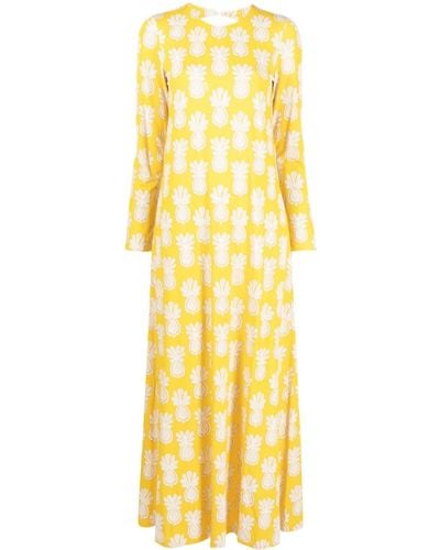 La DoubleJ Graphic-print Cut-out Maxi Dress - Yellow