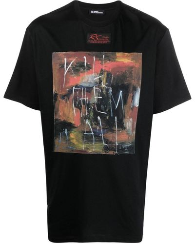 Raf Simons T-Shirt mit grafischem Print - Schwarz