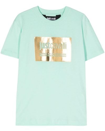 Just Cavalli Embossed-logo Cotton T-shirt - Green