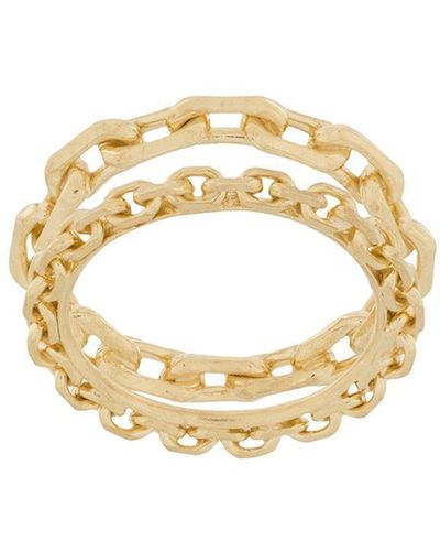 Wouters & Hendrix Chain-embellished Stacked Ring - Metallic