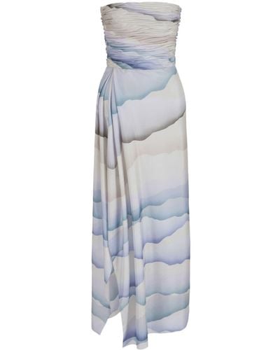 Giorgio Armani Abstract-pattern Silk Dress - Blue
