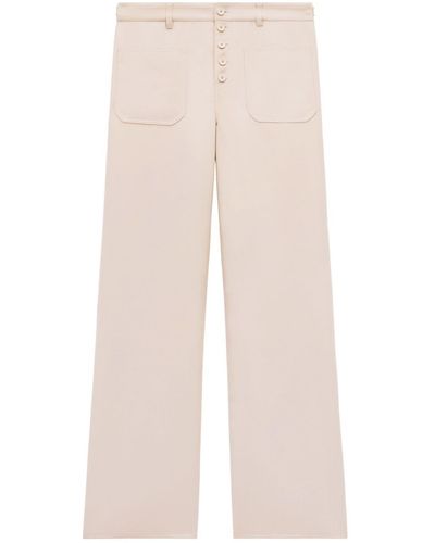 Courreges Button-front Wide-leg Trousers - Natural