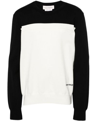 Alexander McQueen Logo-embroidered Cotton-blend Sweater - Black