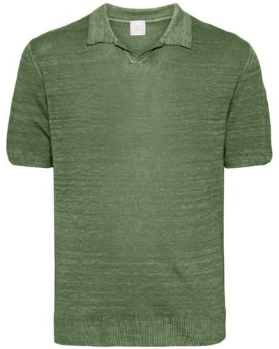 120% Lino Meliertes Poloshirt aus Leinen - Grün