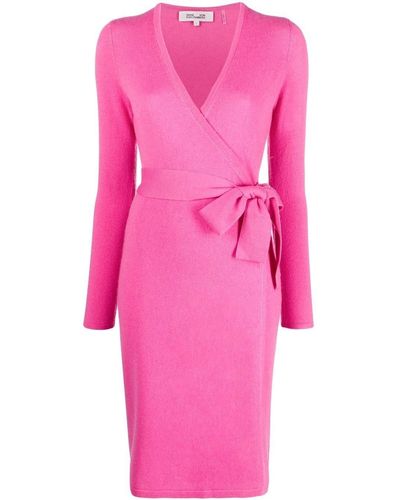 Diane von Furstenberg Knitted Wrap Dress - Pink