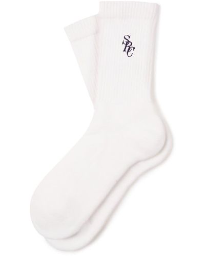 Sporty & Rich Logo-embroidered Calf Socks - White