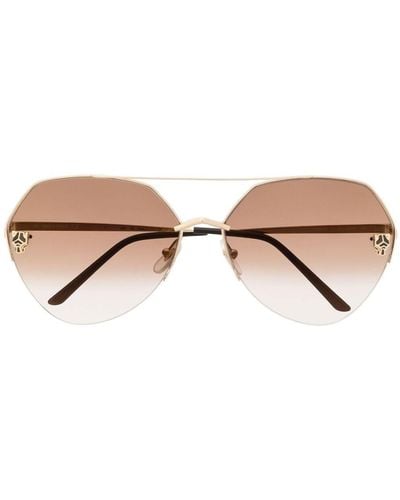 Cartier Panther Head-detail Sunglasses - Brown