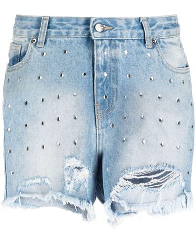 Barrow Pantalones vaqueros cortos con detalles de cristal - Azul