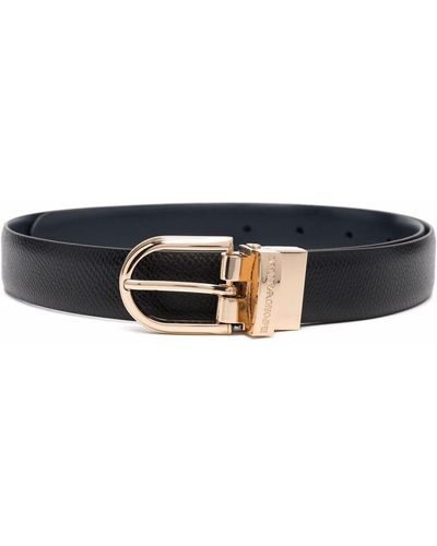 Emporio Armani Grained Faux Leather Belt - Blue