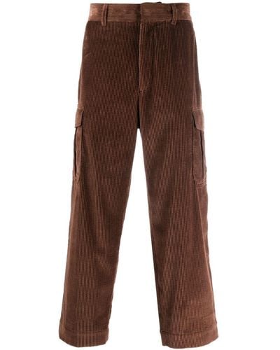 KENZO Cotton Corduroy Cropped Trousers - Brown