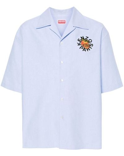 KENZO Camisa con logo bordado - Azul