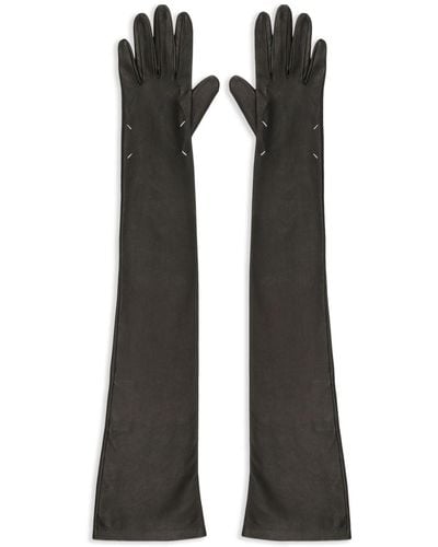 Maison Margiela Four-stitch Logo Leather Gloves - Black