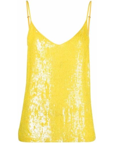P.A.R.O.S.H. Sequined Sleeveless Tank Top - Yellow