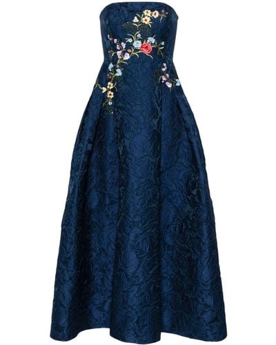 Sachin & Babi Belle Floral-embroidered Maxi Dress - Blue