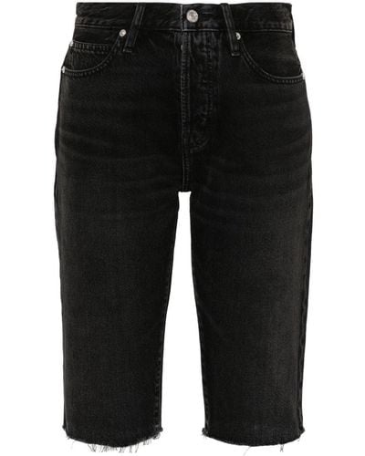 FRAME Ausgefranste Jeans-Shorts - Schwarz