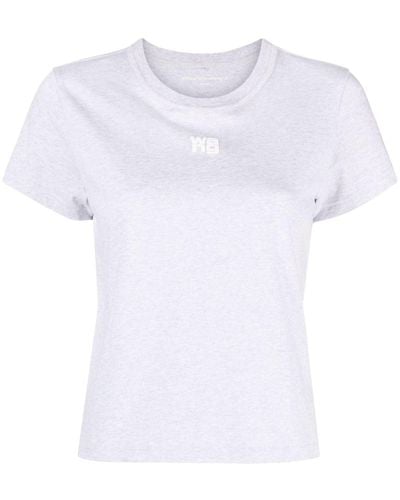 Alexander Wang Essential Jsy Shrunk T-Shirt W/Puff Logo & Bound Neck - White