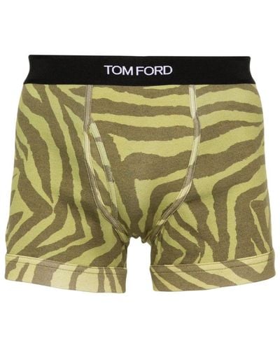 Tom Ford Patterned Stretch-Cotton Briefs - Green