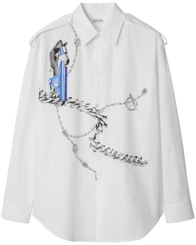 Burberry Hemd mit Knight Hardware-Print - Weiß