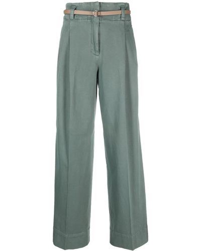 Peserico Pantalones anchos de talle alto - Verde