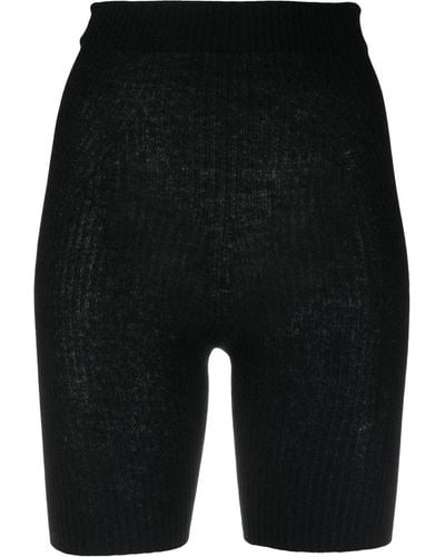 Laneus Elasticated-waist Ribbed-knit Shorts - Black