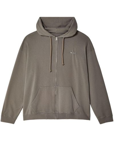 MM6 by Maison Martin Margiela Brooch-embellished Cotton Hoodie - Gray