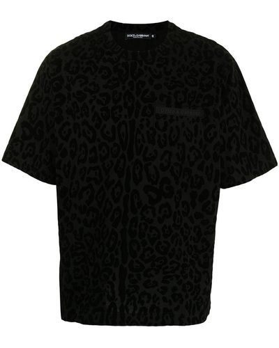 Dolce & Gabbana Leopard-print Cotton T-shirt - Black