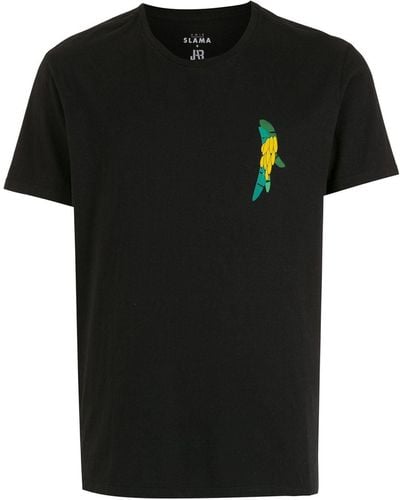 Amir Slama Banana-print Crewneck T-shirt - Black