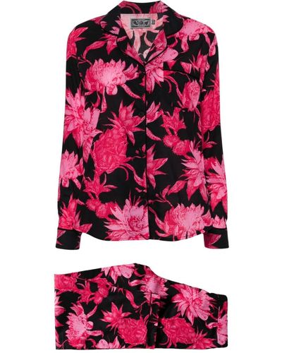 Desmond & Dempsey Pyjama Met Print - Rood