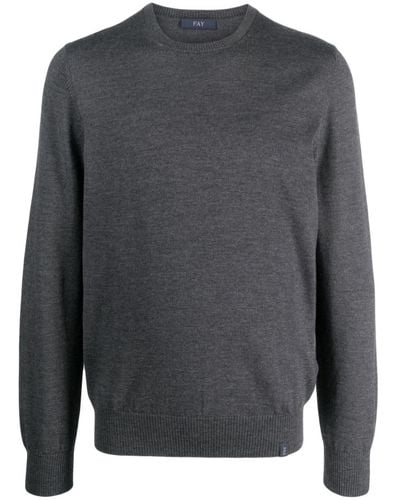 Fay Crew-neck Wool Sweater - Gray