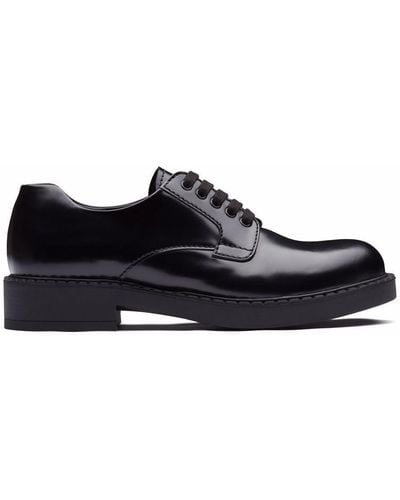Prada Zapatos derby con acabado cepillado - Negro