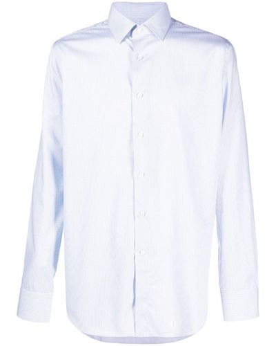 Canali Fine-check Cotton Shirt - White
